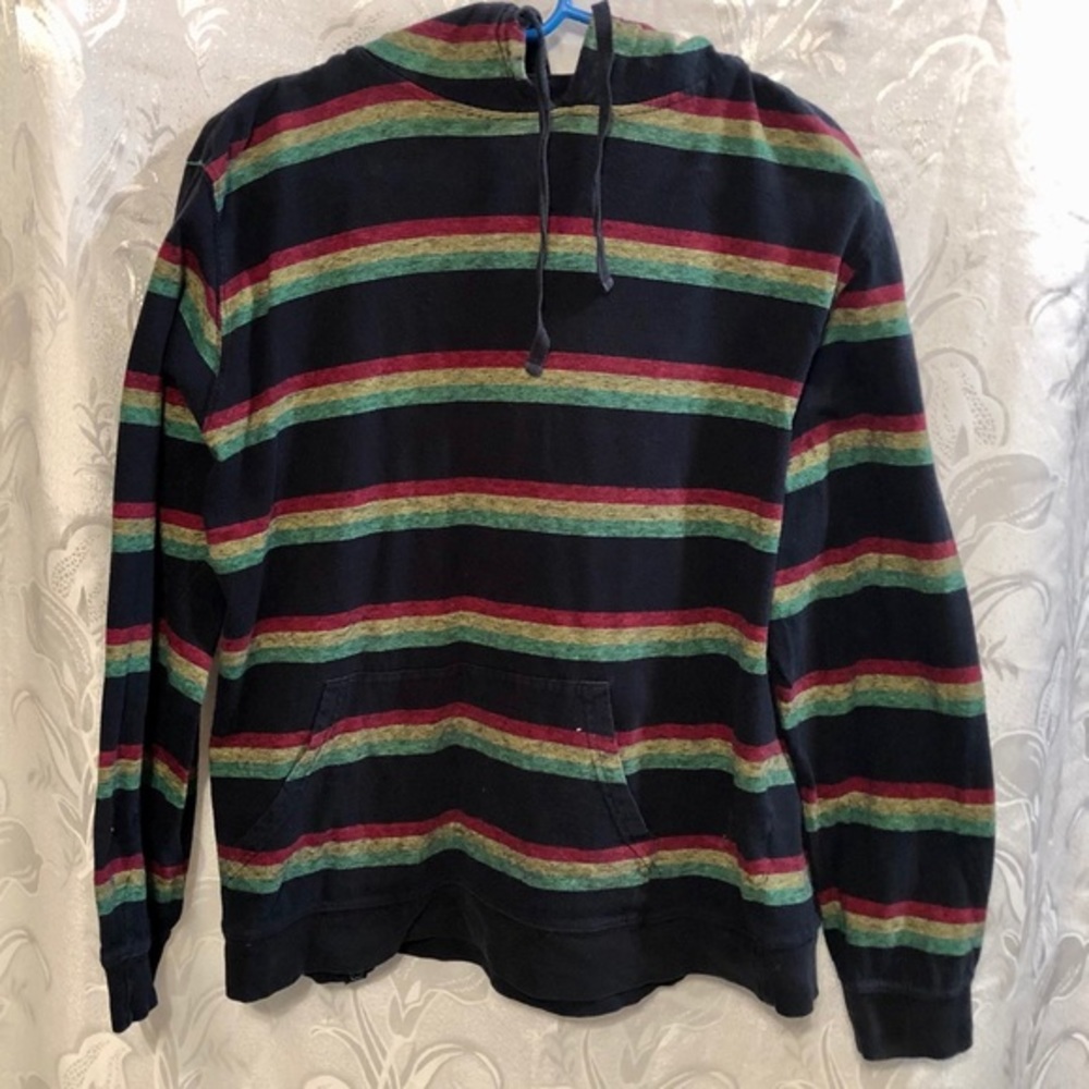 Blue Crown Striped Hoodie with Pocket